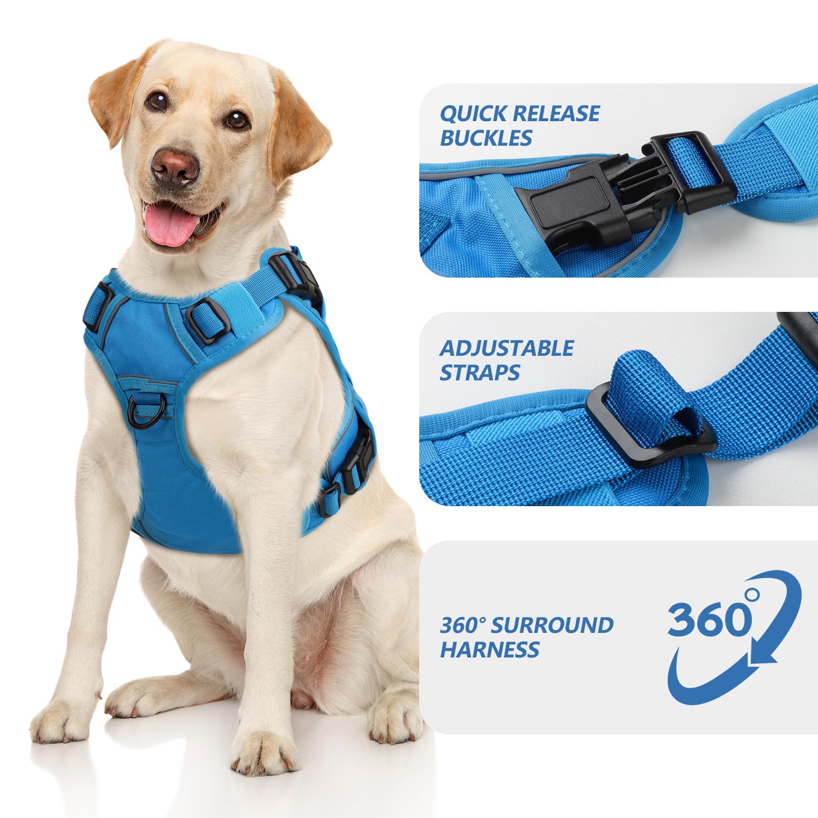 WINGOIN blue tactical harness outer material close-up showing rugged durability.