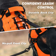 WINGOIN orange tactical dog harness D-ring close-up for controlled walking