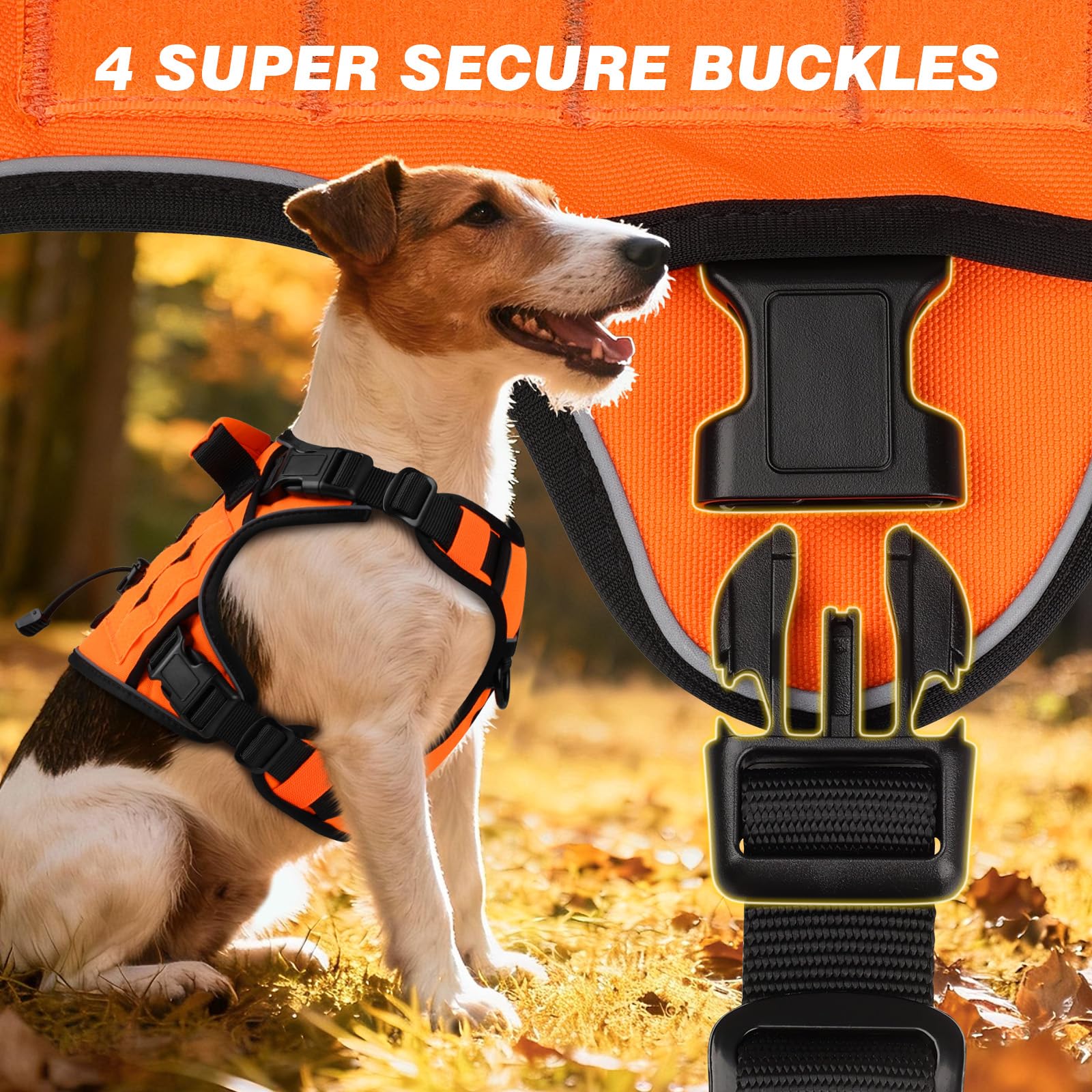 WINGOIN orange tactical dog harness reflective strip for safer evening walks