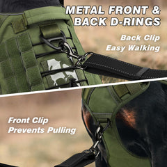 WINGOIN tactical dog harness handle closeup showing sturdy grip for controlled walking.