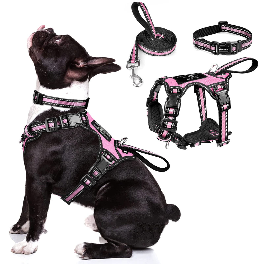 WINSEE 3-in-1 pink harness close-up for comfortable daily walks.