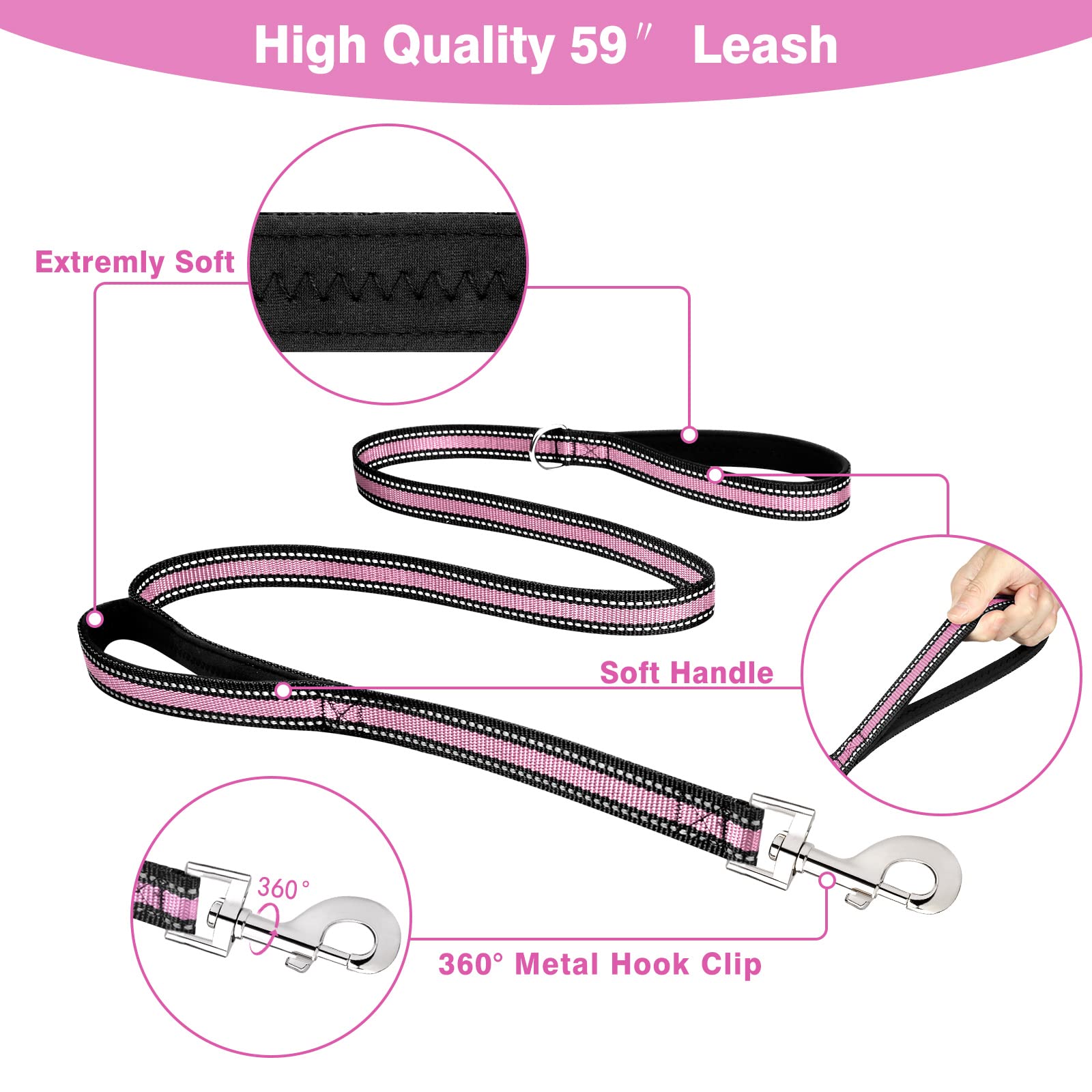 WINSEE back D-rings and reinforced strap for secure leash attachment.