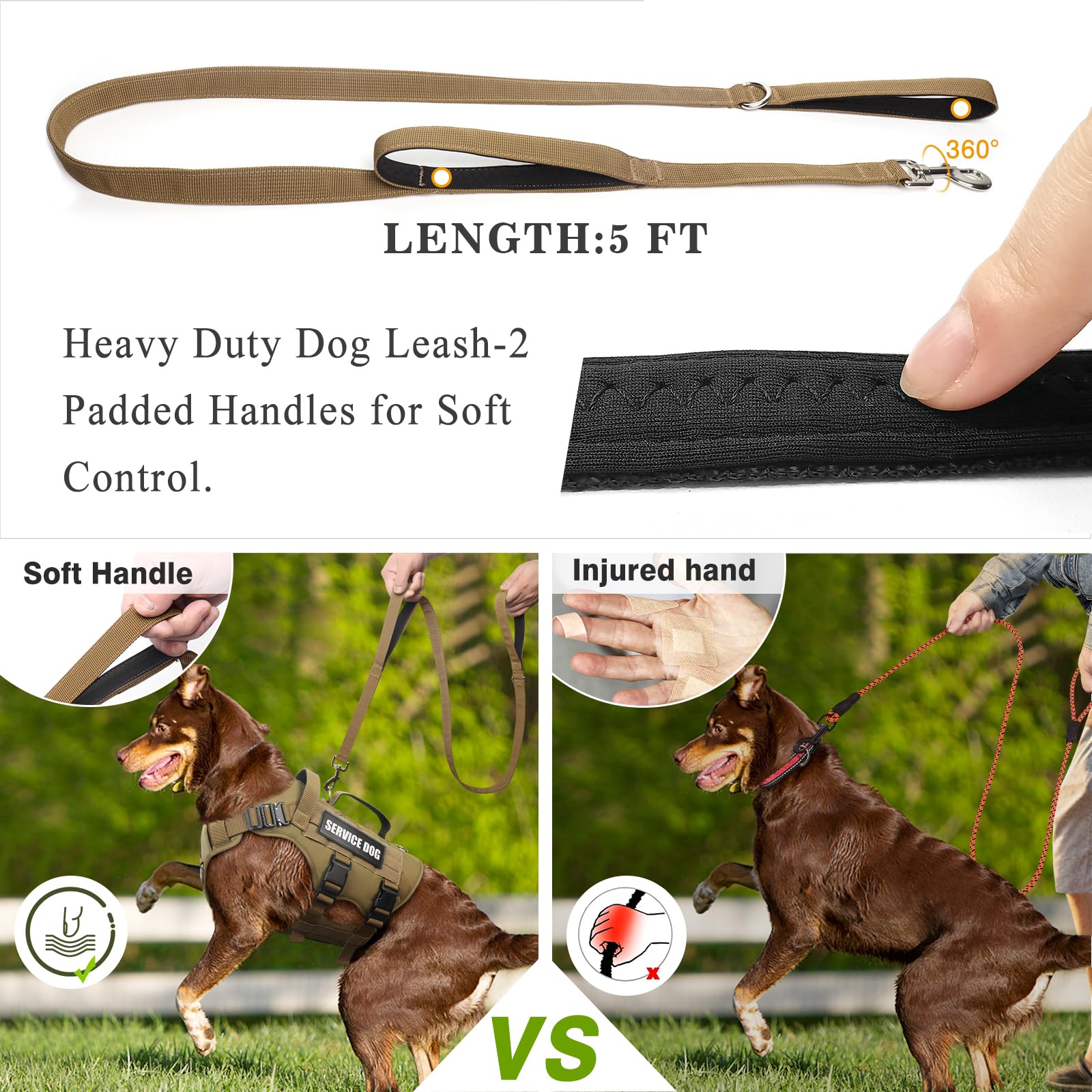 WINSEE three D-rings offer versatile leash options for control