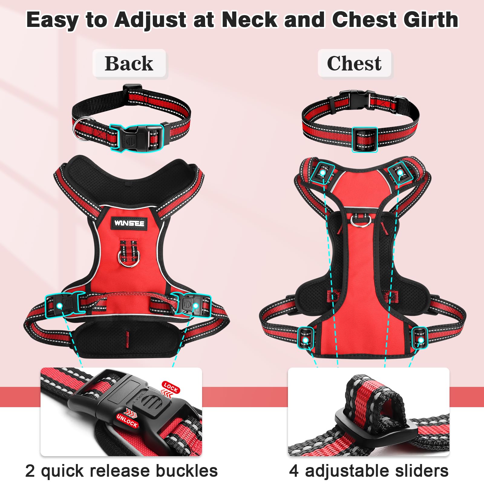 WINSEE adjustable neck and chest girth for a snug fit