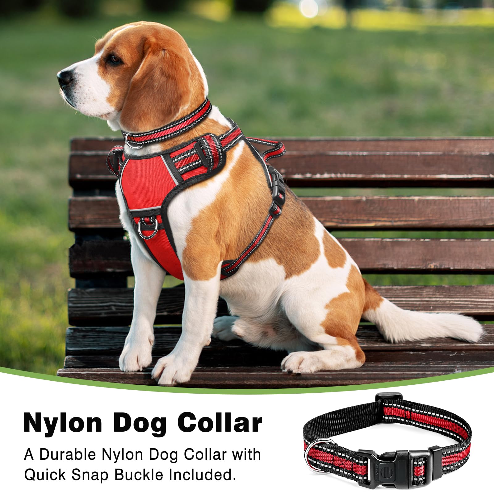 WINSEE dog harness back clip with sturdy handle for relaxed walking