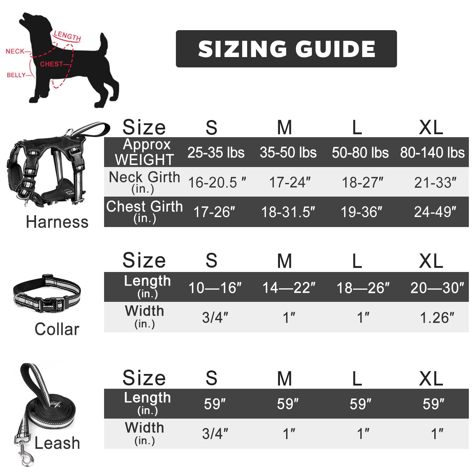 WINSEE medium harness on a dog illustrating adjustable fit for mid-weight dogs