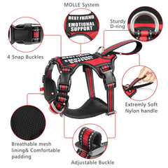 WINSEE service dog vest back clip leash for relaxed strolling.