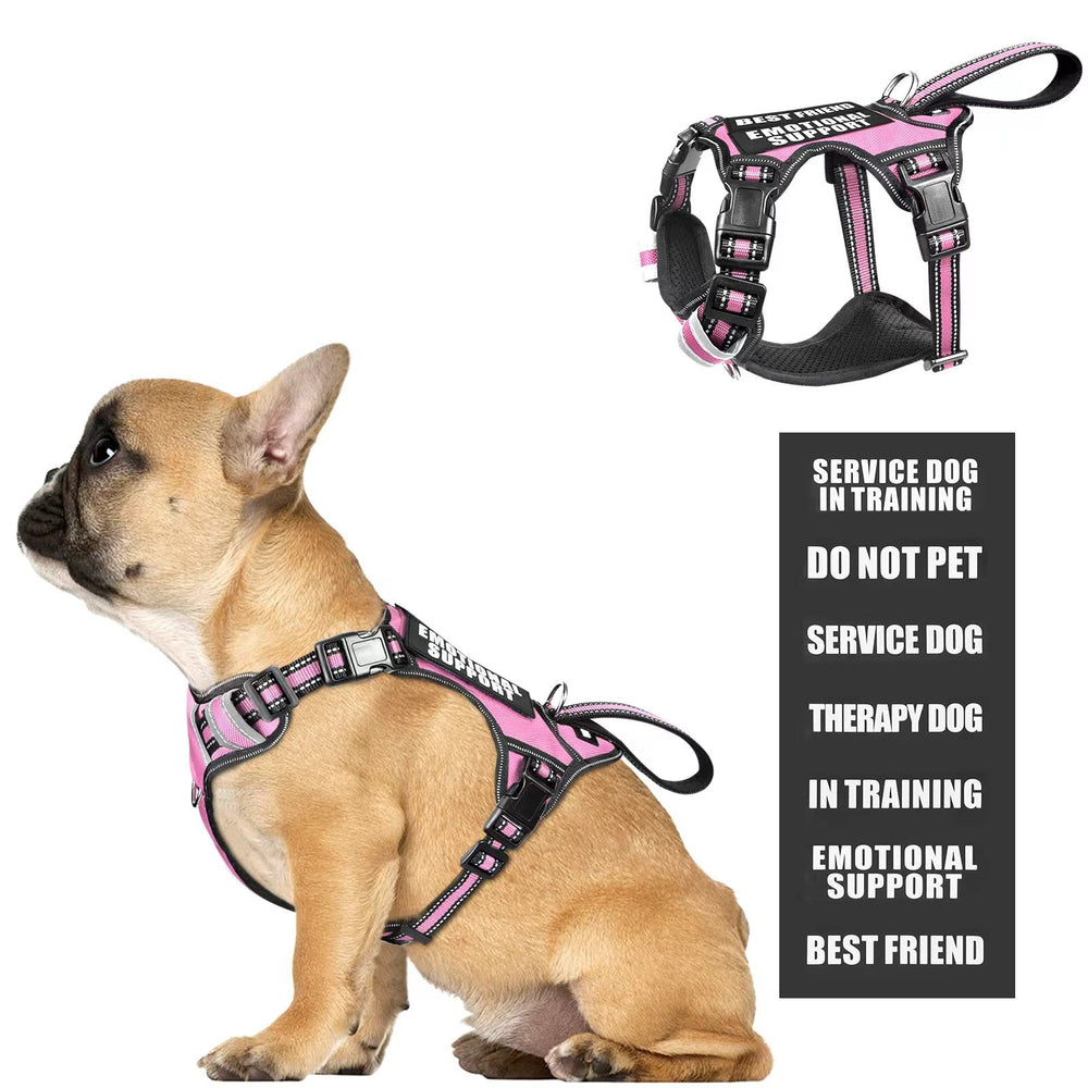 WINSEE service dog vest front view showing pink color and no-pull design.