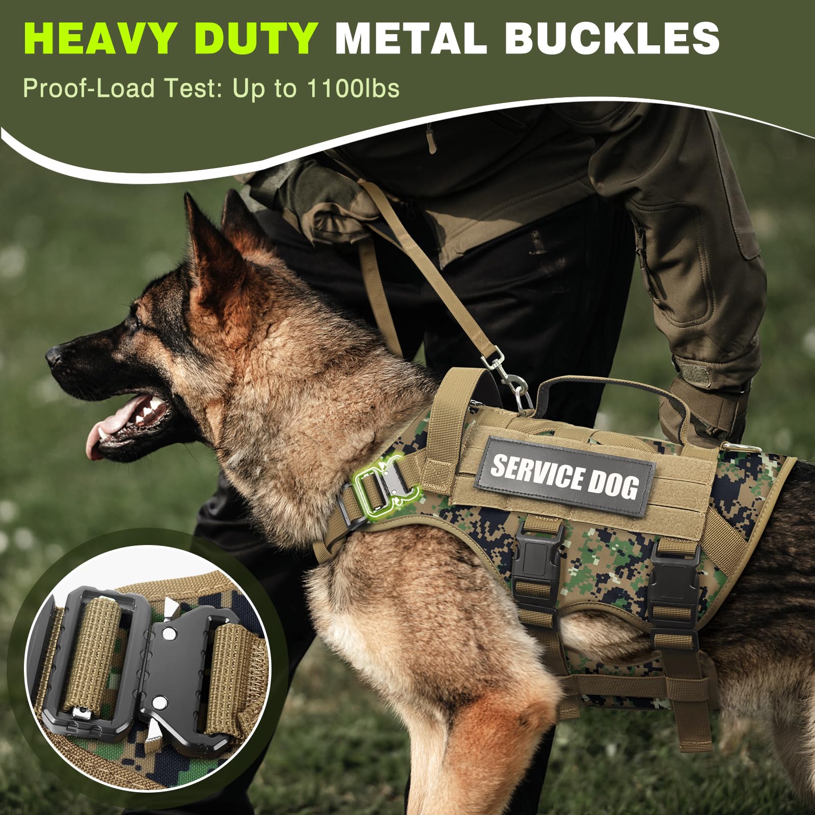 WINSEE service dog vest with MOLLE side panels for customizable pouches and gear
