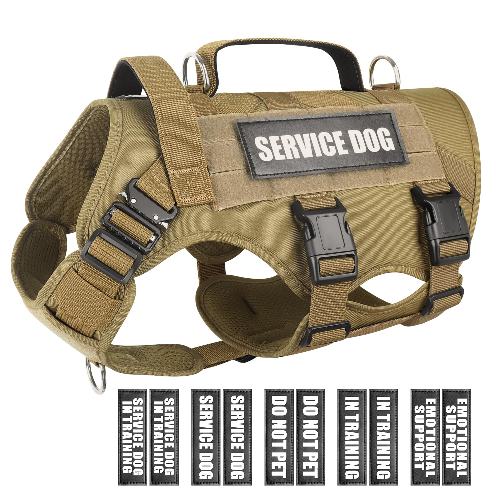 WINSEE service dog vest shows side MOLLE panels for carrying gear during training
