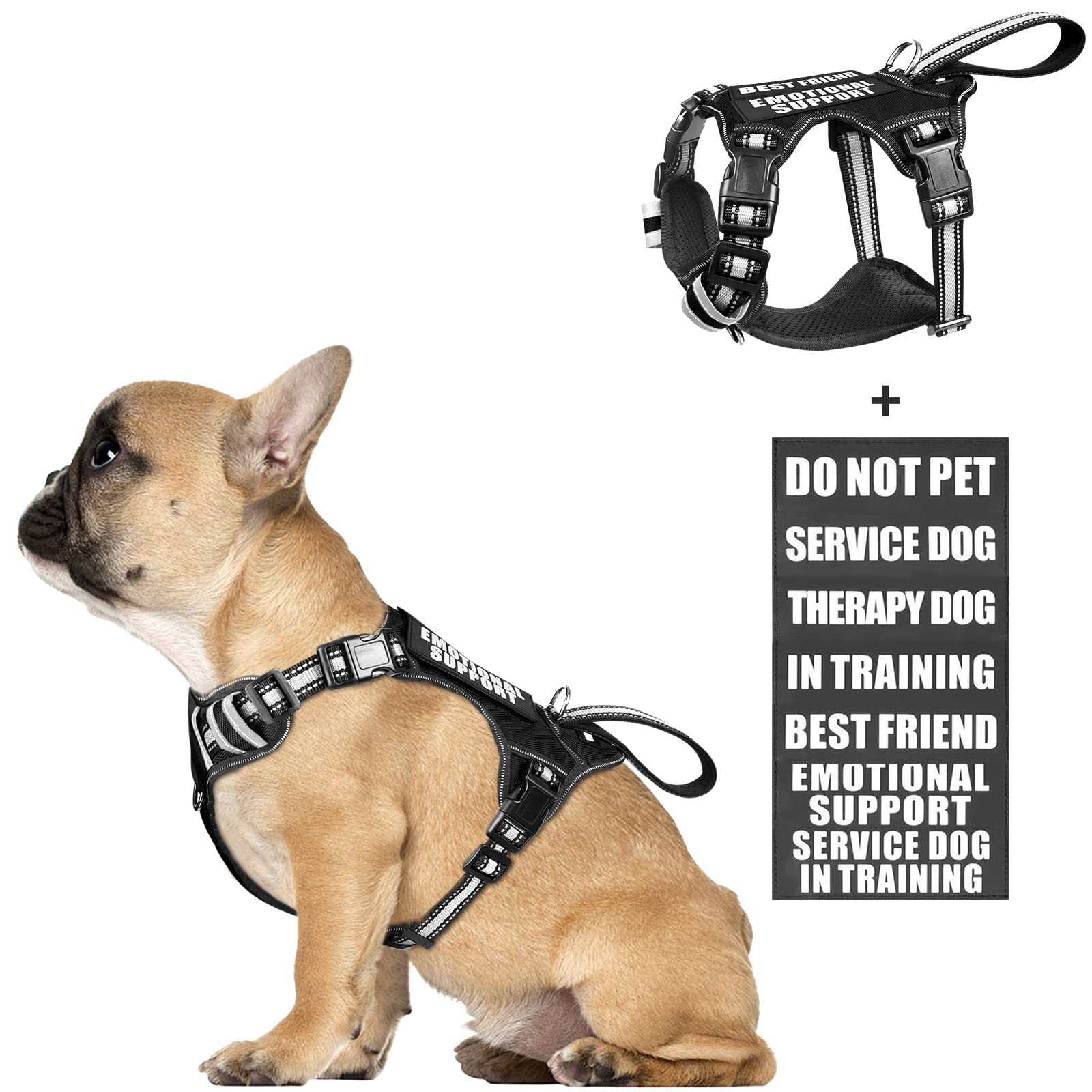 WINSEE service dog vest front view shows no-pull design for safer walking