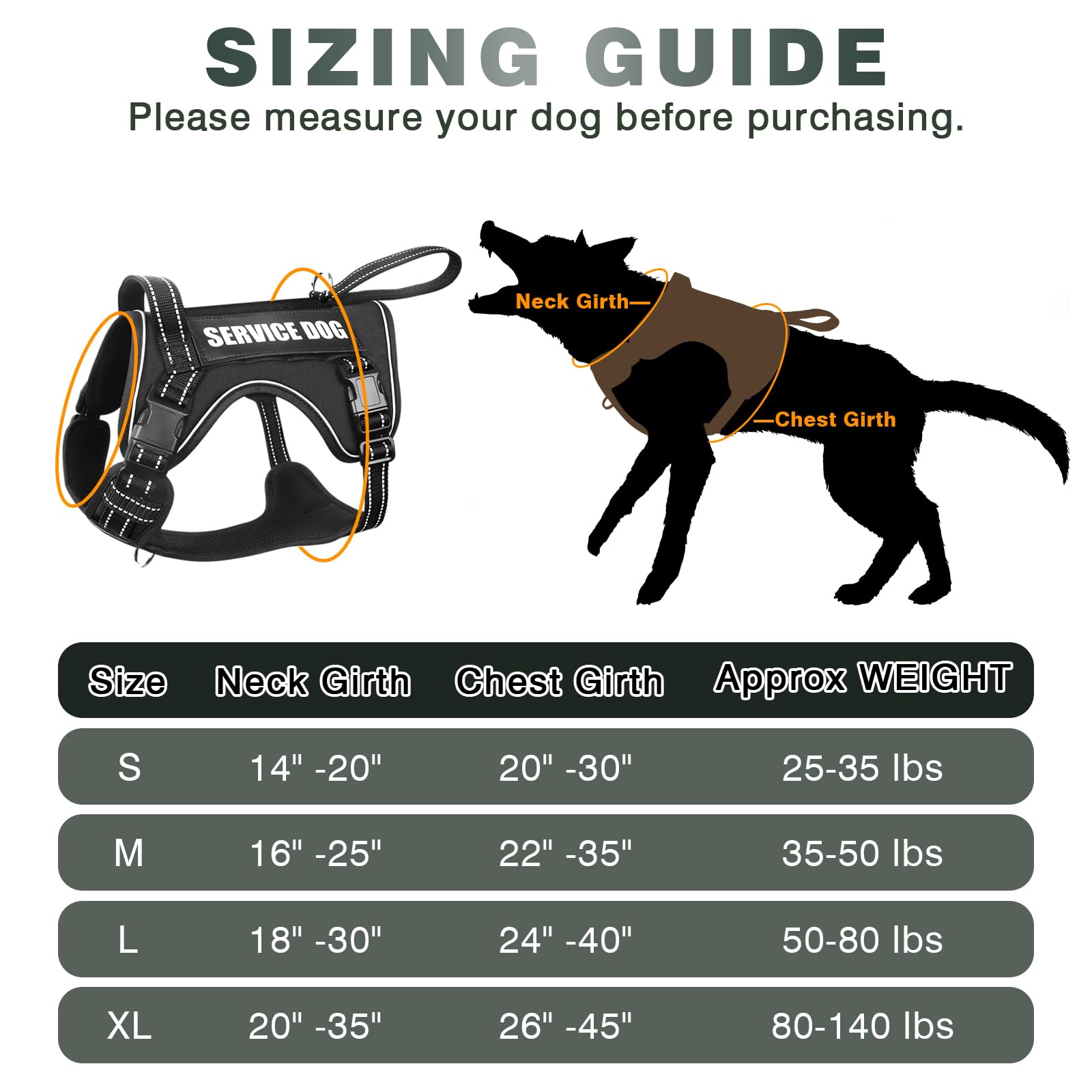 WINSEE Tactical Dog Harness adjustable points ensure a secure fit around neck and chest