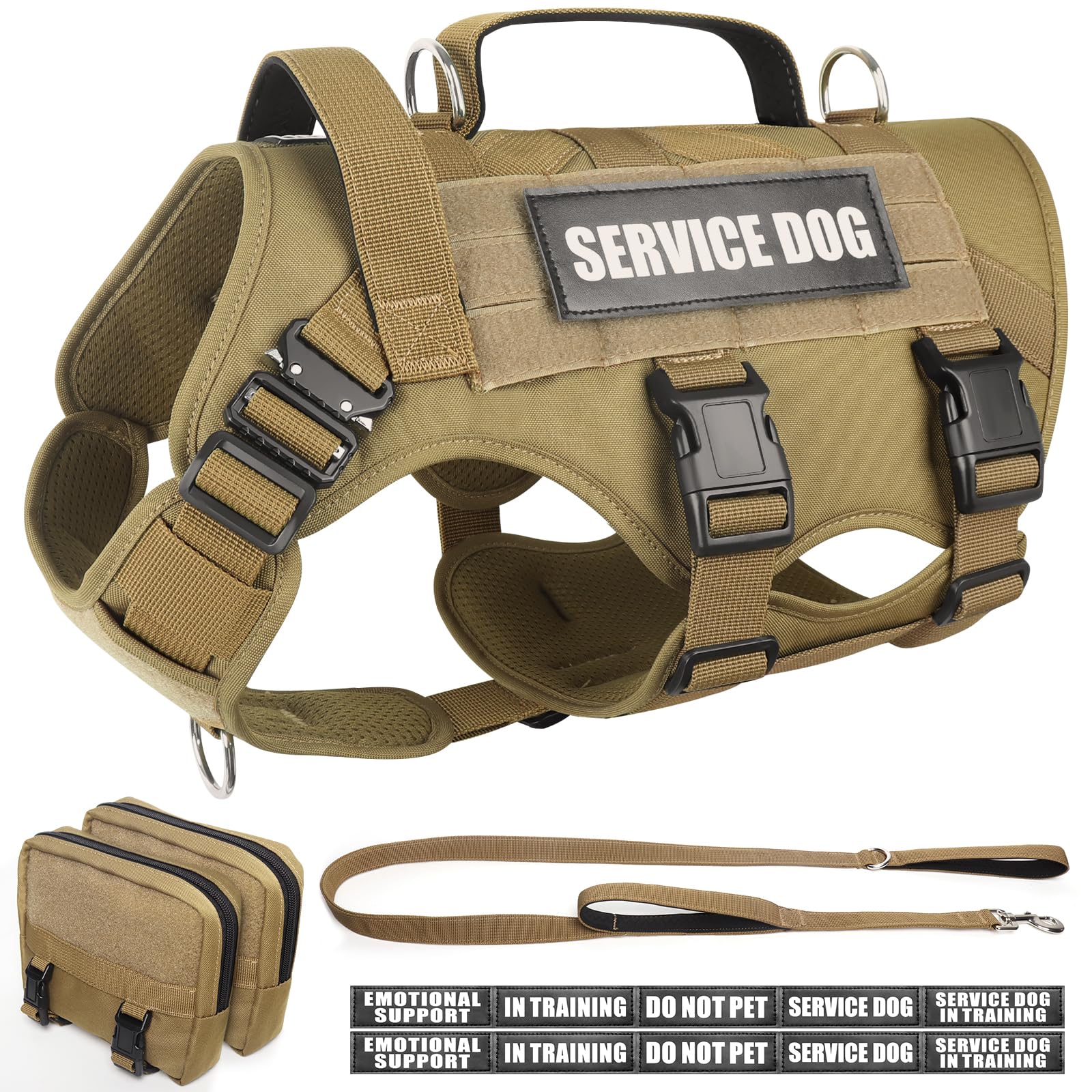 WINSEE tactical dog harness front view shows rugged build for training and outdoor use