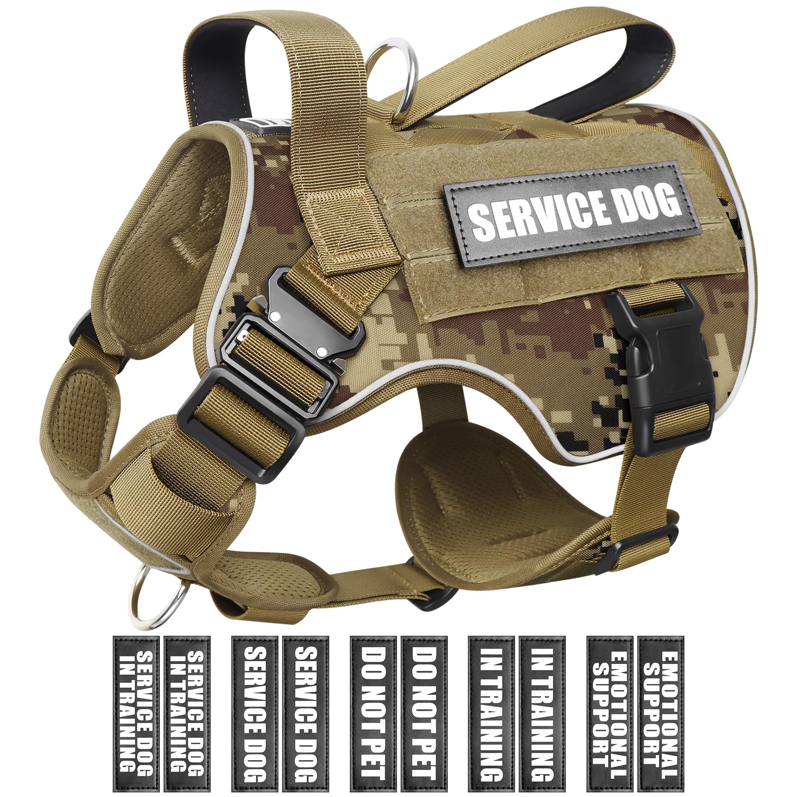 WINSEE tactical dog harness for medium dogs with durable MOLLE vest design