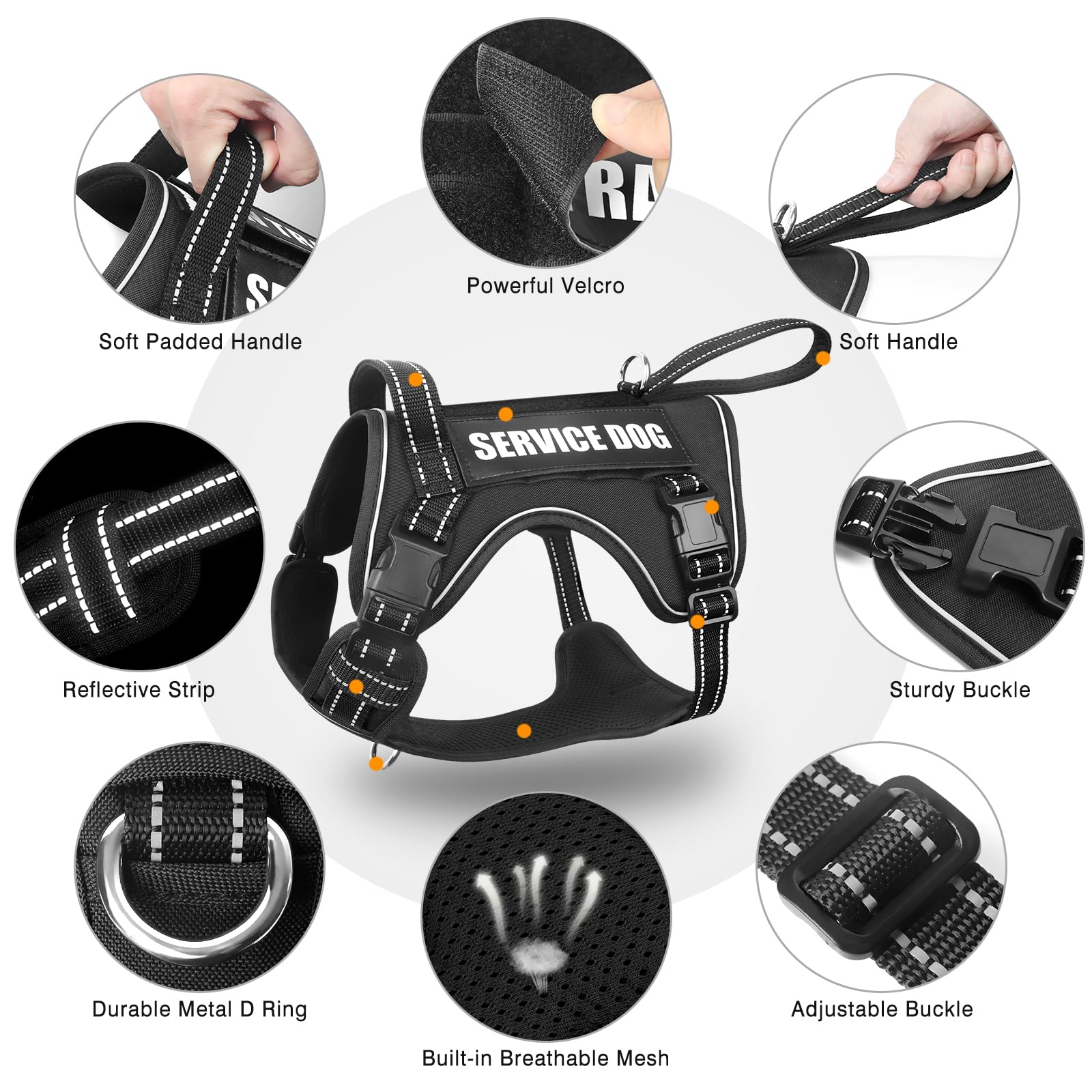 WINSEE Tactical Dog Harness reflective nylon enhances visibility during early morning or evening walks