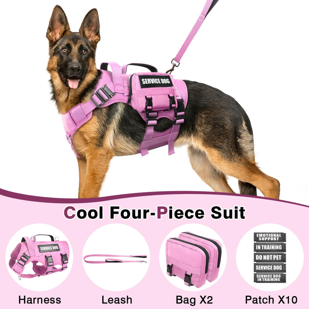WINSEE tactical dog harness side view with MOLLE system for gear