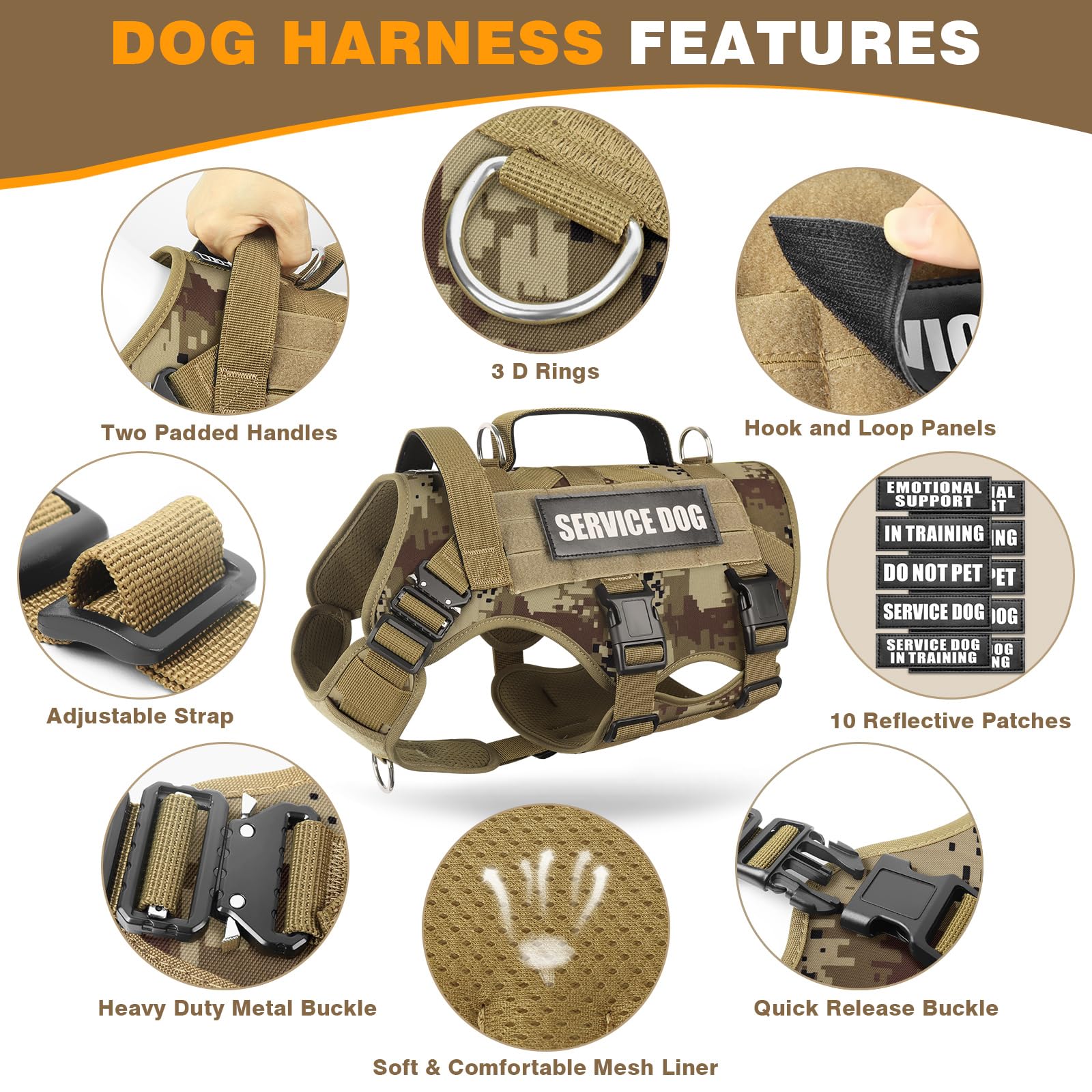 WINSEE vest with 3 D-rings for versatile leash attachments