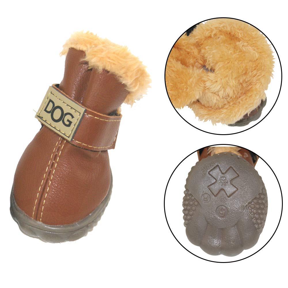 Winsoon dog boots waterproof PU leather upper shields paws from snow.