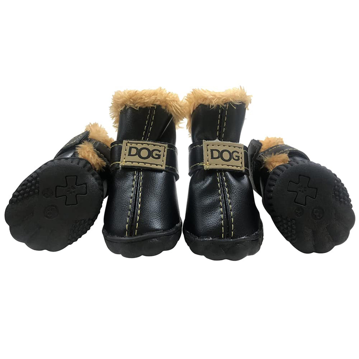 WINSOON winter dog boots side view showing snug fit for icy walks.