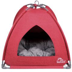 Winsterch Cat Bed Cave assembly sits in the living room, showcasing a cozy retreat for indoor cats.