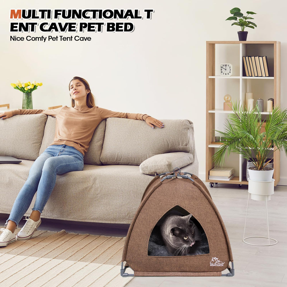 Winsterch Cat Bed Cave interior cushion removable and washable
