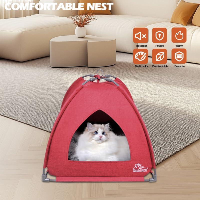 Winsterch Cat Bed Cave interior with removable cushion offers easy cleaning and versatile use.