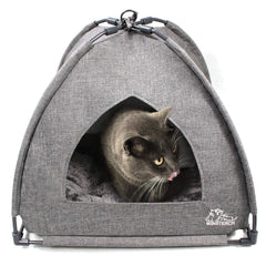 Winsterch cat bed cover cave grey side view highlights a private cozy retreat for cats.