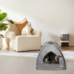 Winsterch DIY assembly grey shows simple setup step for a sturdy cat cave.