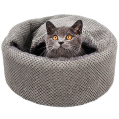 Winsterch Washable Cat Bed round outer view showcases plush warmth for indoor lounging.