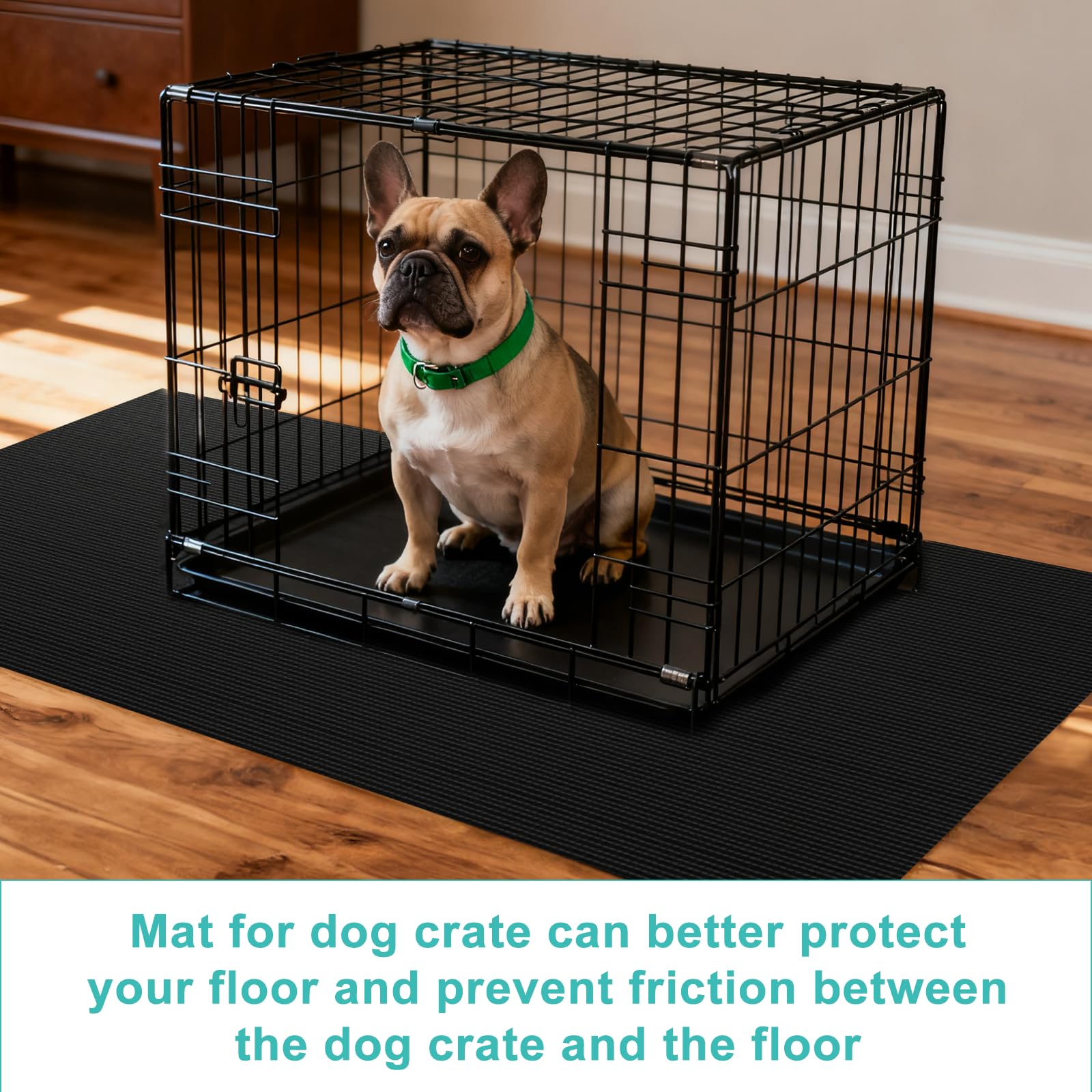Wiojtry Pet Crate Mat non-slip bottom stays in place on floors.