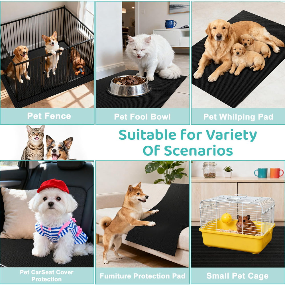 Wiojtry Pet Crate Mat measures 31.5 by 43.3 inches.