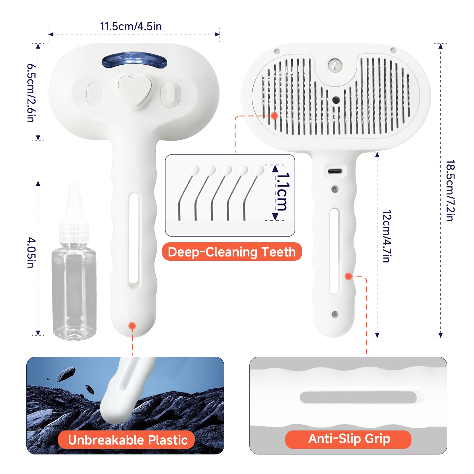 Wisafoi Steam Dog Brush durable ABS shell resists drops and chewing