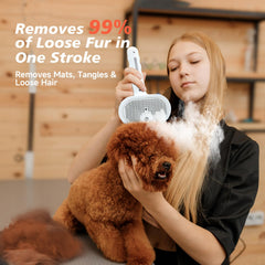 Wisafoi Steam Dog Brush self-cleaning mechanism in use