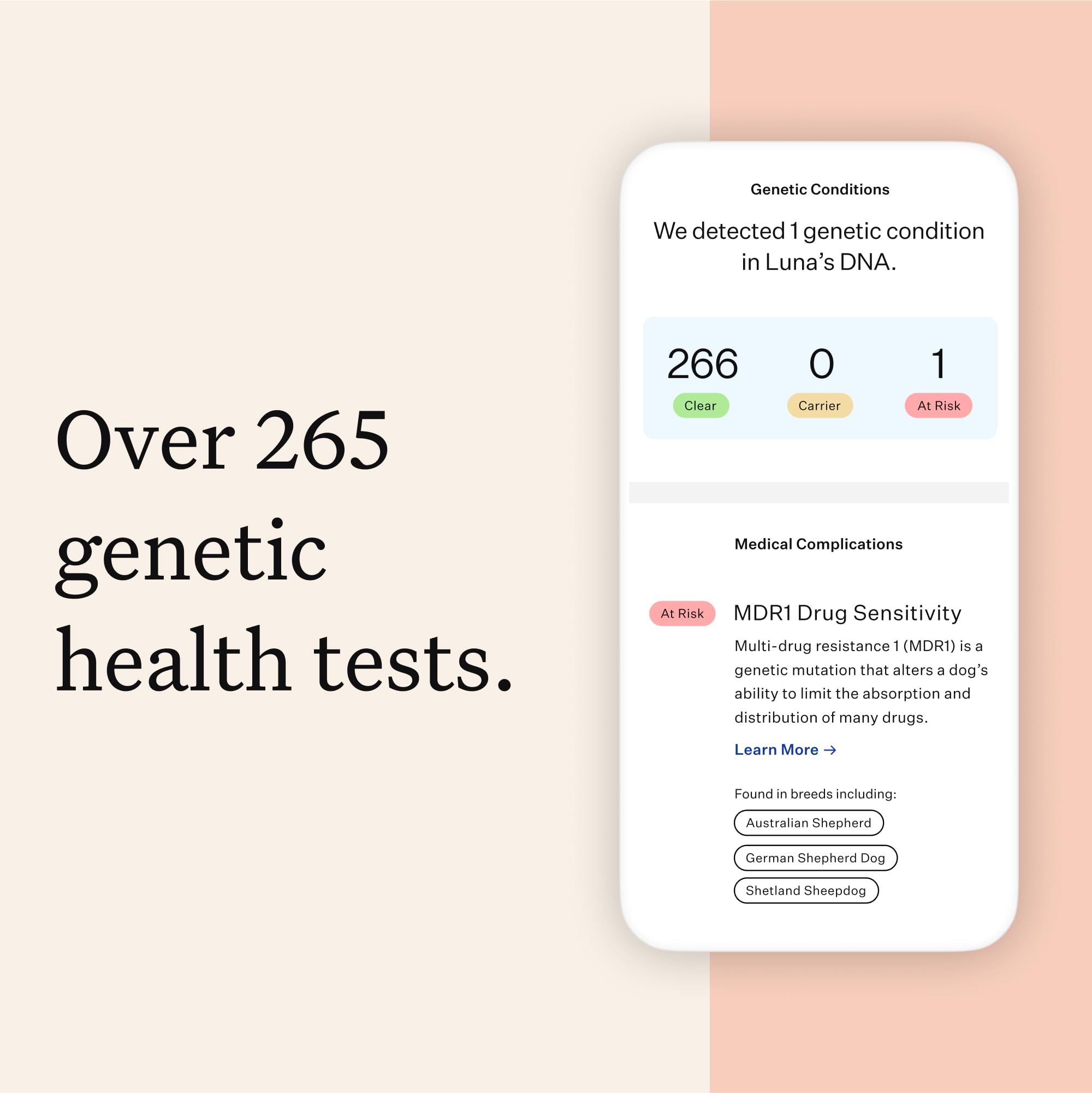 Wisdom Panel health insights cover 265+ conditions for informed care
