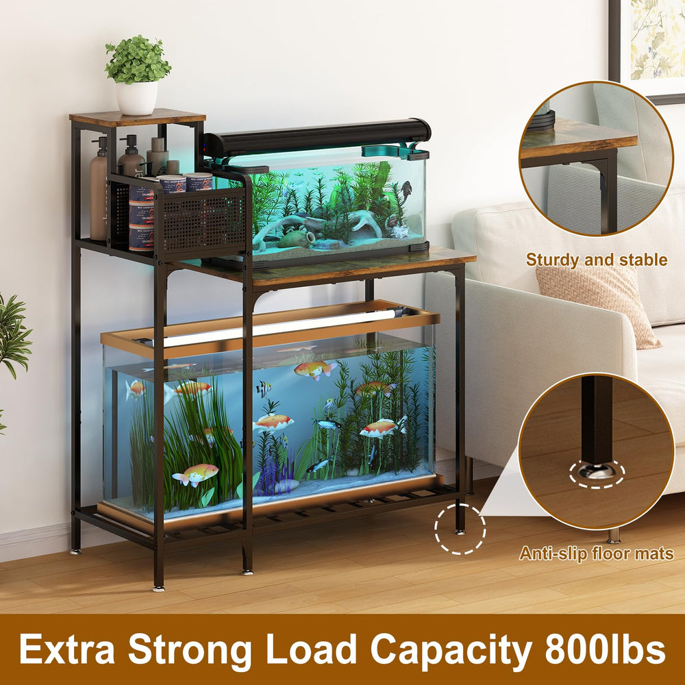 Wisdom Star black finish close-up aquarium stand shows a sleek rust-resistant look