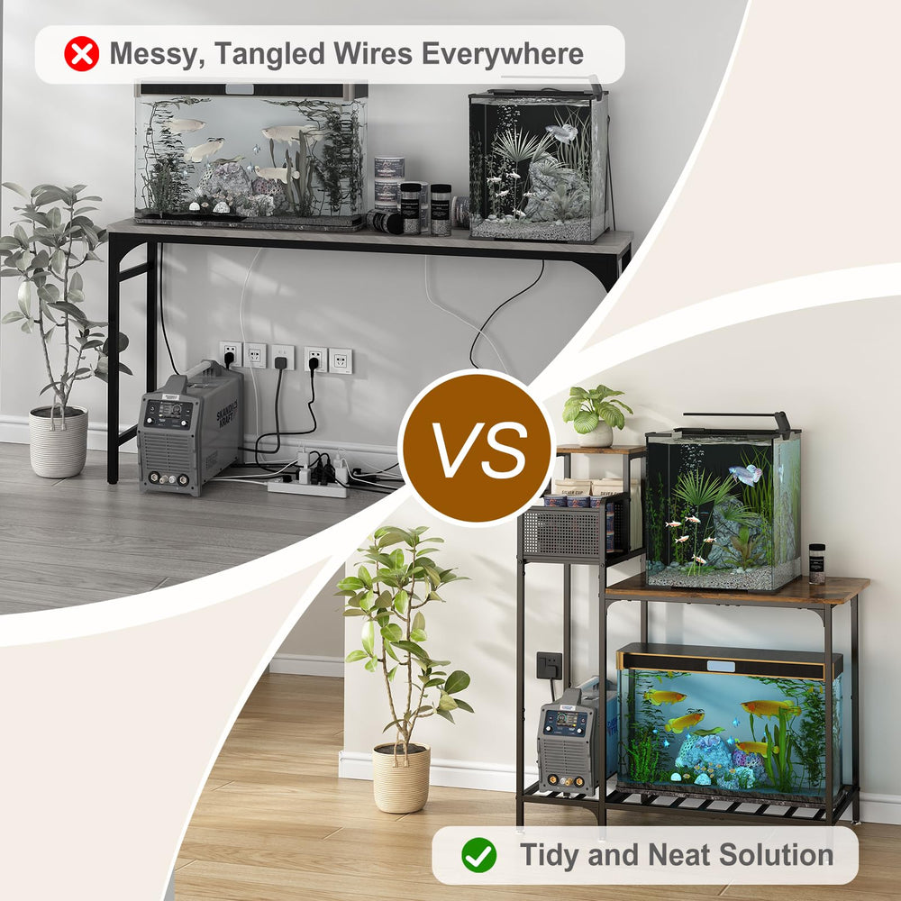 Wisdom Star left storage compartments help keep fish food and accessories neatly accessible