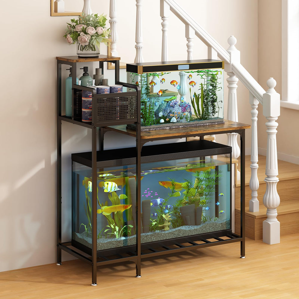 Wisdom Star top-tabletop aquarium stand provides stable support for a large tank with a tidy display