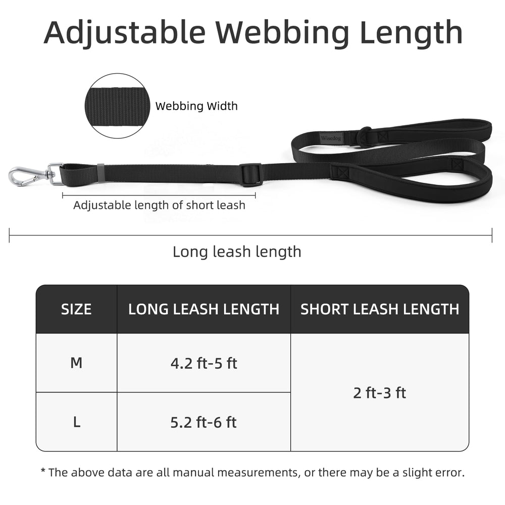 Wisedog adjustable leash length enables flexible control and freedom.
