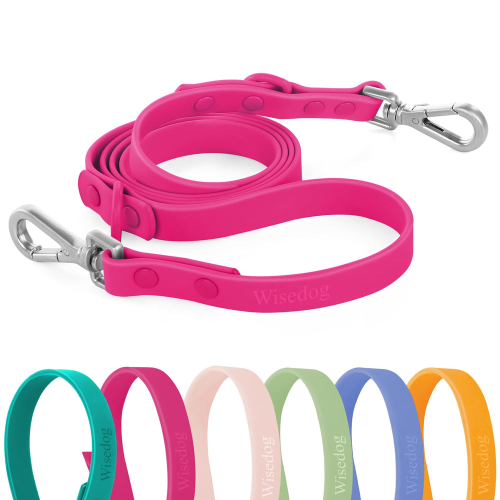 Wisedog waterproof leash in rose violet for wet-weather walks.