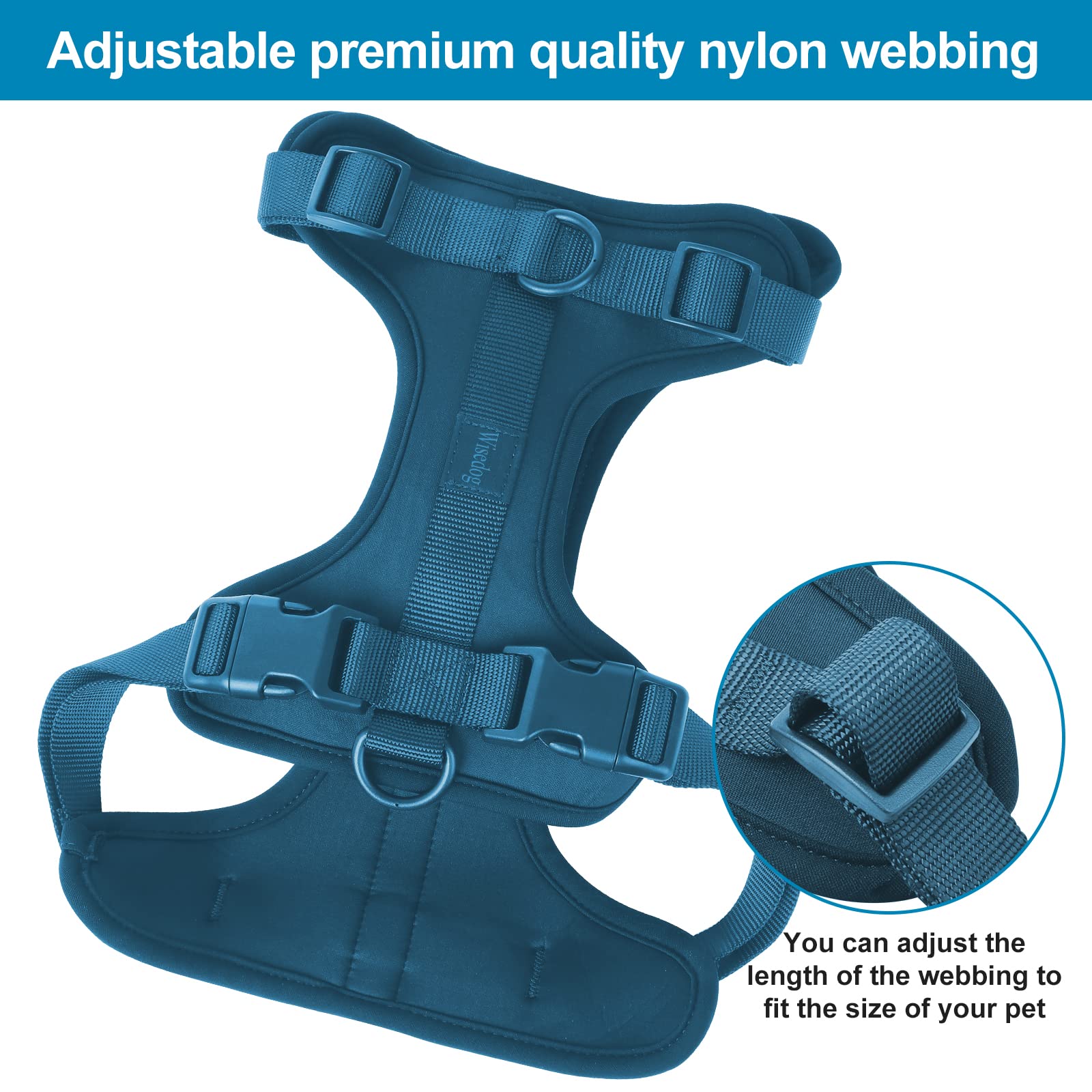 Wisedog no-pull harness navy adjustable-strap for a secure, customizable fit