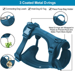 Wisedog no-pull harness navy soft-cushion enhances pet comfort during extended wear