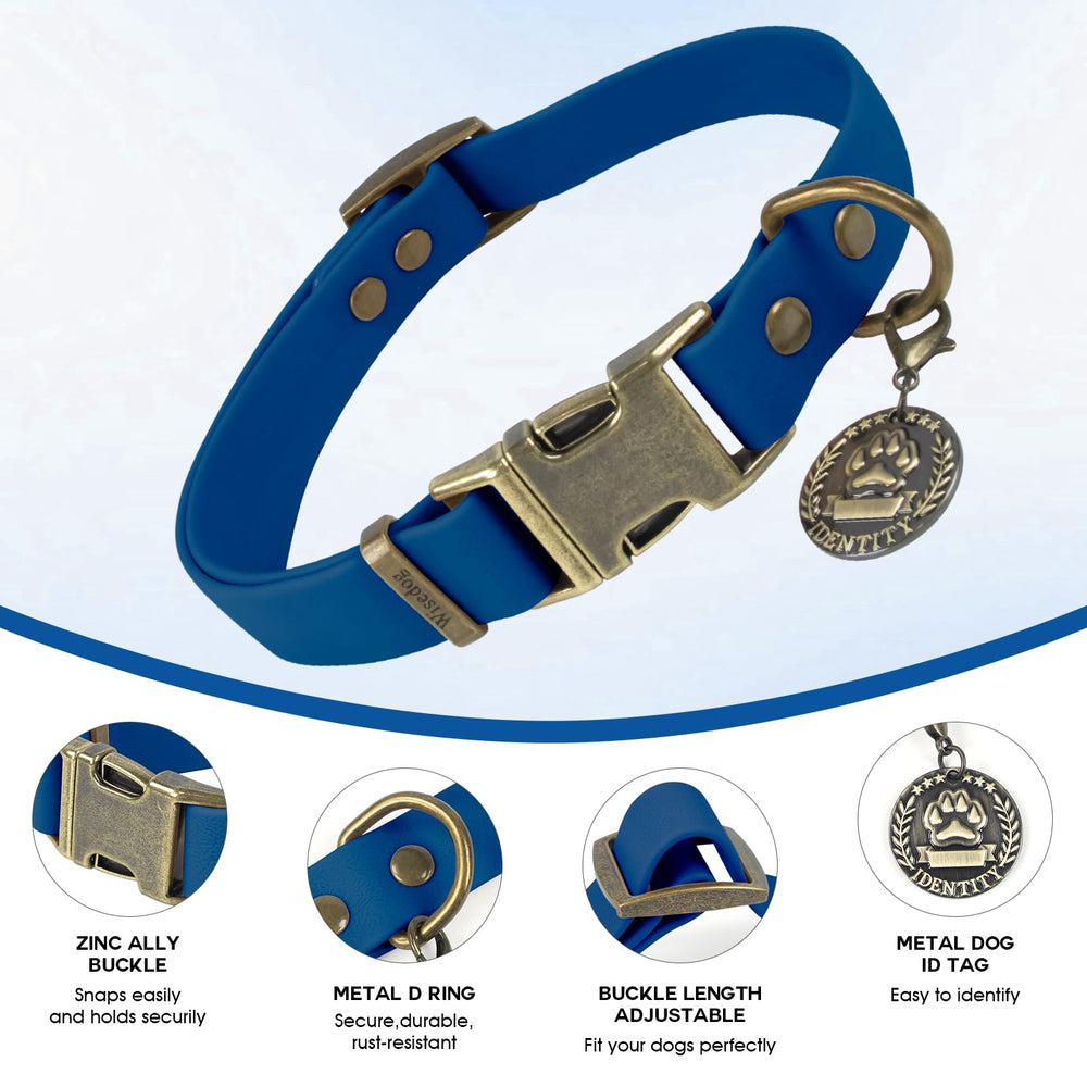 Wisedog rubber dog collar antique-bronze buckle adds secure, stylish daily use