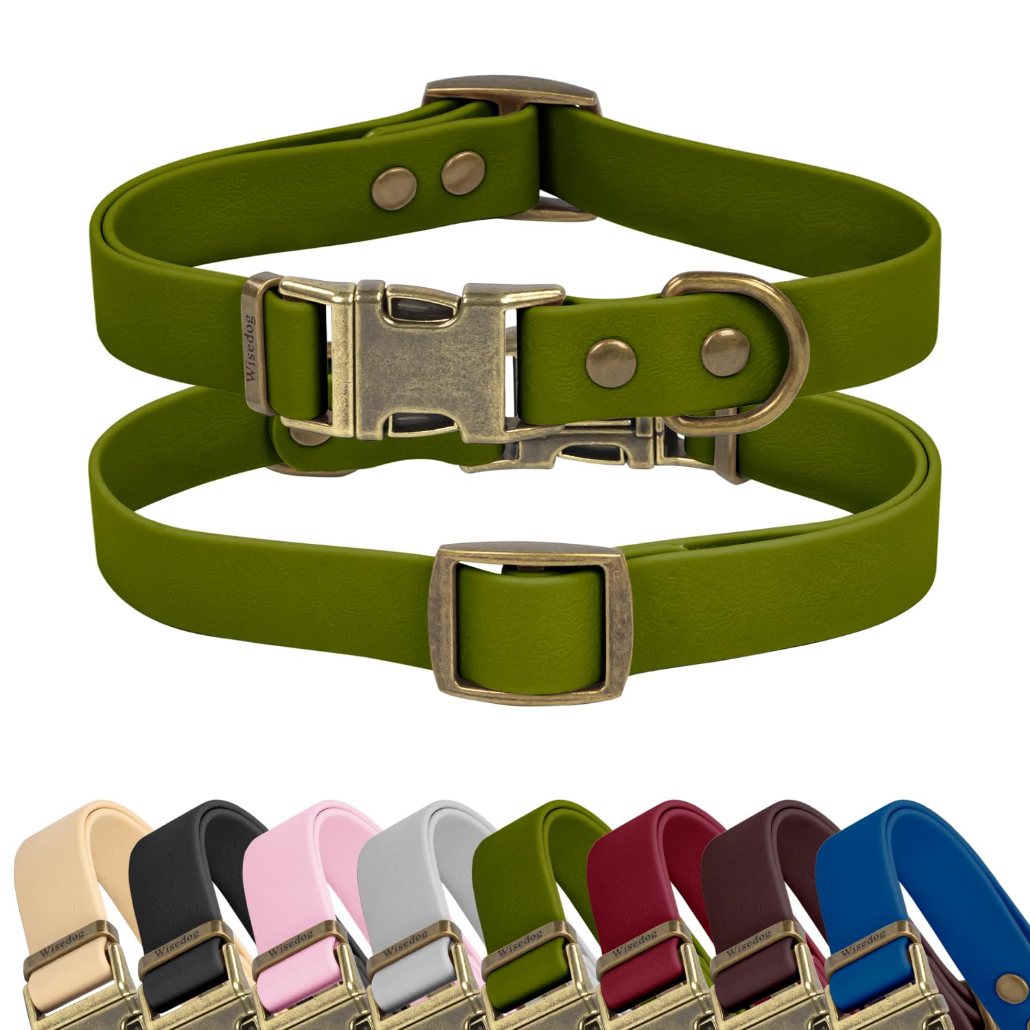 Wisedog rubber collar green waterproof feature keeps dog dry after rainy walks