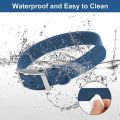 Wisedog waterproof dog collar blue close-up shows soft rubber coating