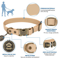 Wisedog waterproof dog collar showing weatherproof durability for rain and snow.