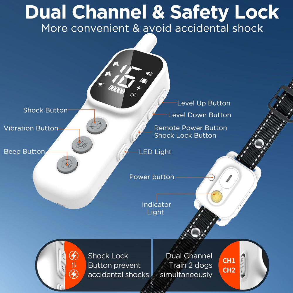 Wissilor collar buttons close-up with quick-access controls for safe training.