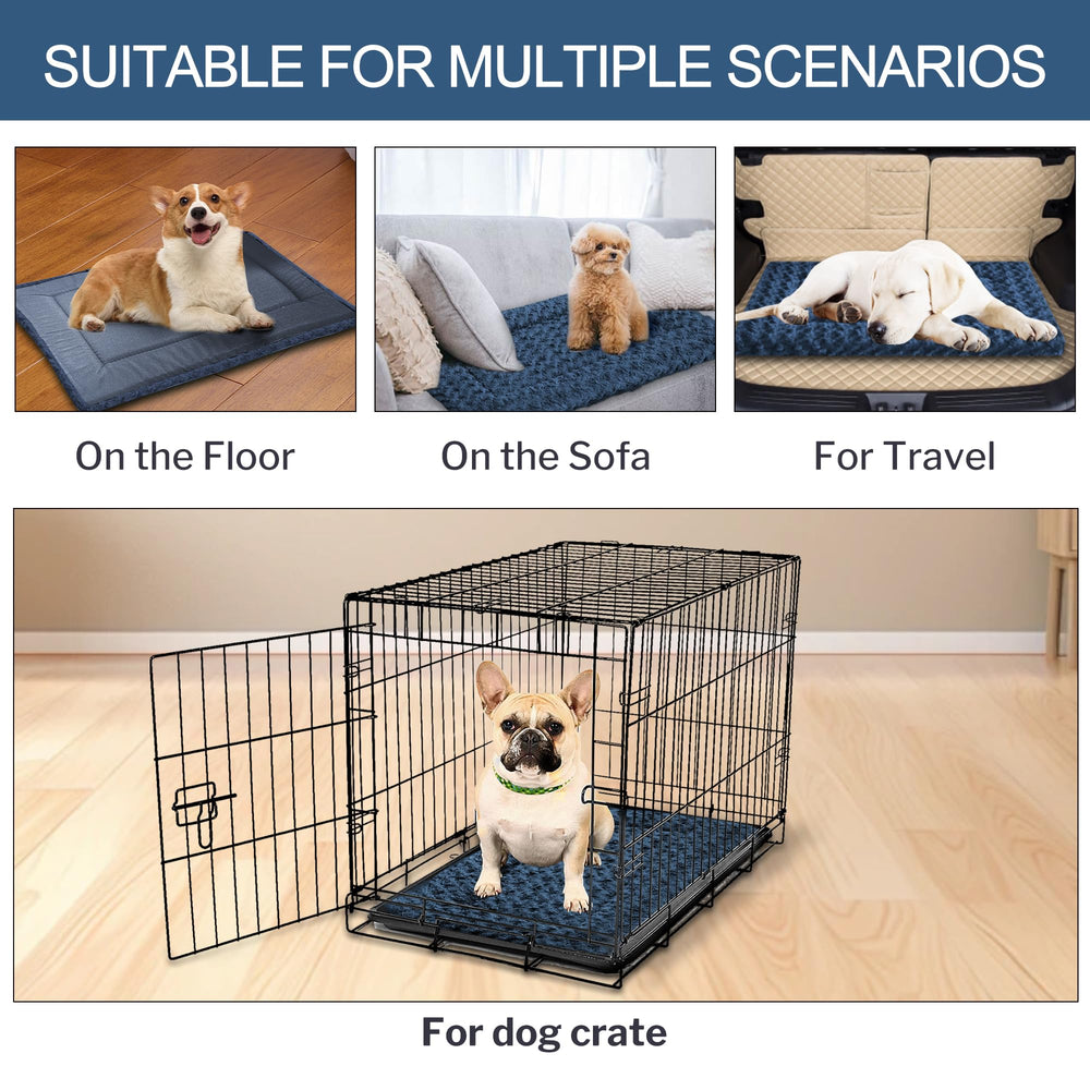 Wittop blue kennel pad with non-slip bottom keeps bed in place