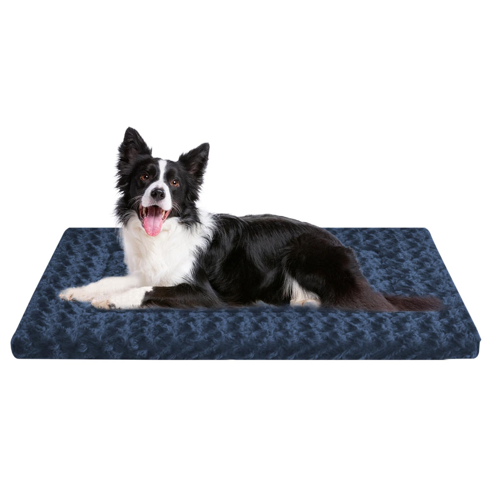 Wittop washable dog bed in blue, plush orthopedic comfort for crates