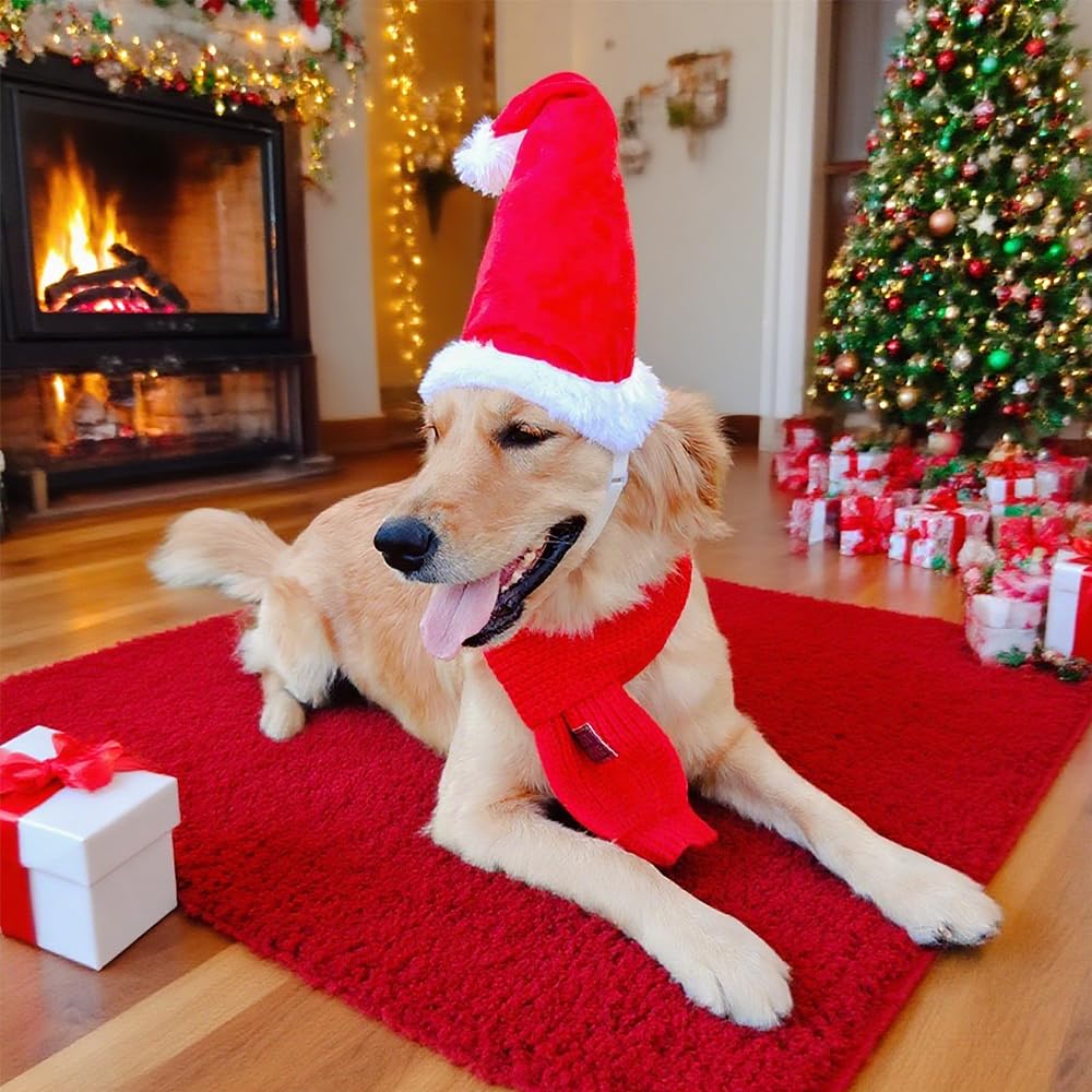 Wiz BBQT dog scarf Christmas soft acrylic keeps dog warm and cozy.