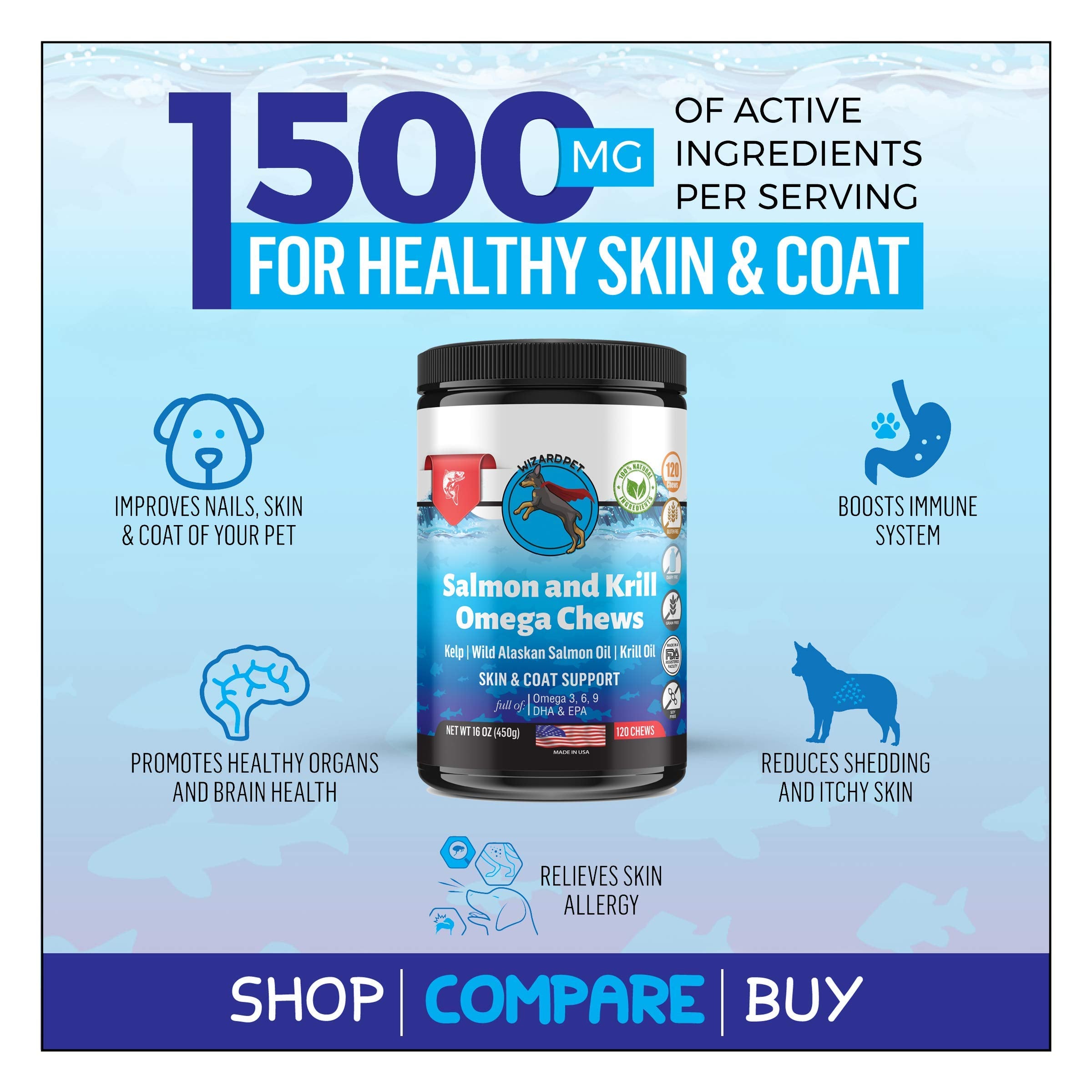 WIZARDPET ingredient-highlights-kelp-honey-vitamins shows natural ingredients supporting skin and immune wellness